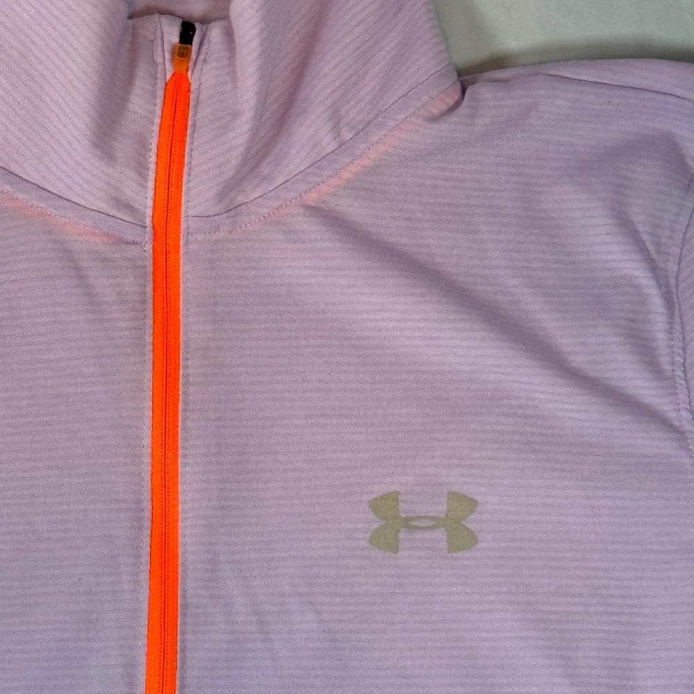 Under Armour Womens Running Top 1/4 Zip Pullover Medium Purple Orange HeatGear